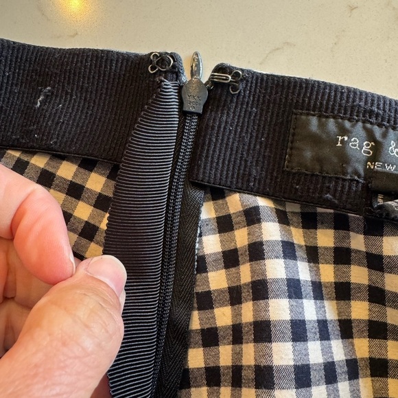 Rag & Bone High Waist  Gingham Checkered Pants Cropped 4 - Picture 9 of 10